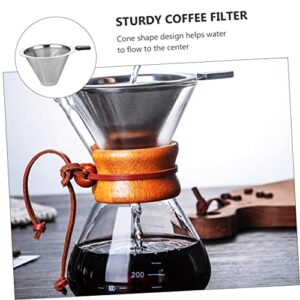 BIUDECO 1 PC Coffee Filter Coffee Funnel Manual Espresso Maker Steel Coffee Dripper Filter Tea Strainer Coffee Cone Coffee Tea Filter Cone Black Stainless Steel