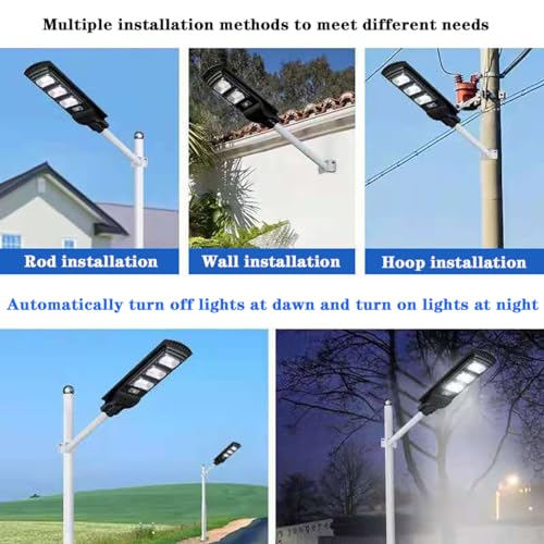 BVFNKQSC LED Human Body Sensing Light,Solar Street Lights Outdoor Waterproof, LED Wide Angle Lamp with Motion Sensor and Remote Control, for Parking Lot, Yard, etc.,120W