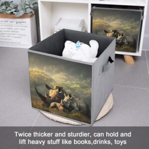 Rhino Animal Foldable Storage Bins with Handles Storage Cubes Closet Organizer for Living Room Bedroom 2PCS