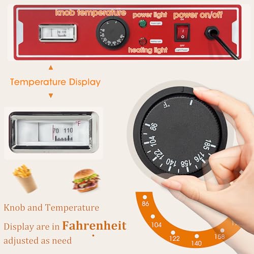 Cabinet, 27 inch Commercial Food Warming Cabinet 3 Tier Countertop Heated with Top Rack for Pizza/Pretzel Three Color Temper Glass w/Thermometer Adjustable Thermostat for Cafe Kitchen Restaurant