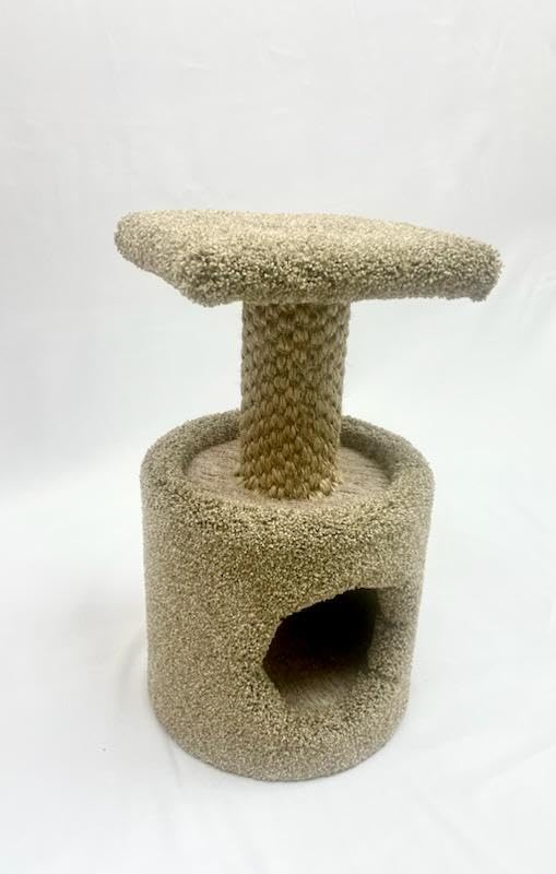 GIA Furniture Series 2-in-1 Cat Scratching Post with Perch & Hideaway - Carpeted Cat Tower with Sisal Rope for Scratching, Climbing, and Lounging - Ideal for Small & Medium Cats