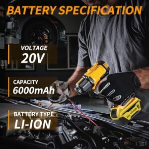 ULATI 4 Packs 6.0Ah Replacement for Dewalt 20V Max Battery Compatible with Dewalt 20V Battery Lithium-ion Battey DCB206 DCB207 DCB204 DCB201 DCB200 DCD Series Power Tools (Yellow)