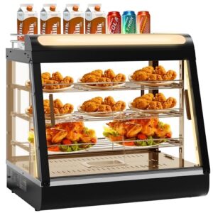 cabinet, 27 inch commercial food warming cabinet 3 tier countertop heated with top rack for pizza/pretzel three color temper glass w/thermometer adjustable thermostat for cafe kitchen restaurant