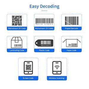 Snnozy Handheld Barcode Scanner 1D/2D/QR Code Scanner 2.4G Wireless & USB Wired Bar Code Reader Compatible with Windows Mac Linux for Supermarket Retail Library Logistics Warehouse