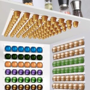 Tizuqe 10Pcs Self Adhesive Coffee Pods Organizers Wall Hanging Espresso Keeper Easy to Storage Rack for Home