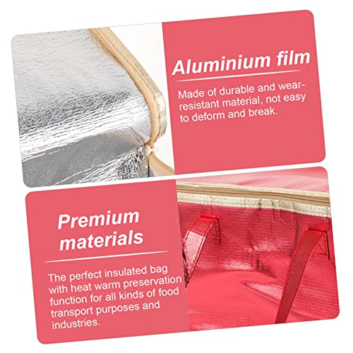 COLLBATH Insulated Bag Thermal Insulation Bag Food Bag Pizza Warmer Bags Grocery Cooler Bag Food Warmer Bag Portable Cake Storage Bag Pizza Carrying Bag Film Red