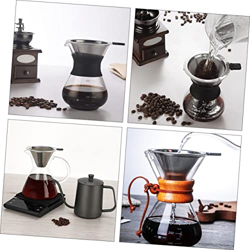 BIUDECO 1 PC Coffee Filter Coffee Funnel Manual Espresso Maker Steel Coffee Dripper Filter Tea Strainer Coffee Cone Coffee Tea Filter Cone Black Stainless Steel