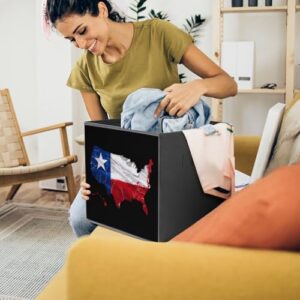 Texas Flag Map Foldable Storage Bins with Handles Storage Cubes Closet Organizer for Living Room Bedroom 2PCS