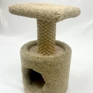 GIA Furniture Series 2-in-1 Cat Scratching Post with Perch & Hideaway - Carpeted Cat Tower with Sisal Rope for Scratching, Climbing, and Lounging - Ideal for Small & Medium Cats