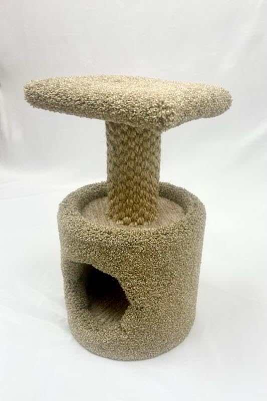 GIA Furniture Series 2-in-1 Cat Scratching Post with Perch & Hideaway - Carpeted Cat Tower with Sisal Rope for Scratching, Climbing, and Lounging - Ideal for Small & Medium Cats