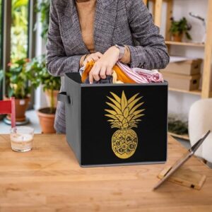 Psych Pineapple Foldable Storage Bins with Handles Storage Cubes Closet Organizer for Living Room Bedroom 2PCS