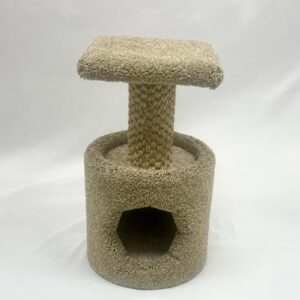 GIA Furniture Series 2-in-1 Cat Scratching Post with Perch & Hideaway - Carpeted Cat Tower with Sisal Rope for Scratching, Climbing, and Lounging - Ideal for Small & Medium Cats