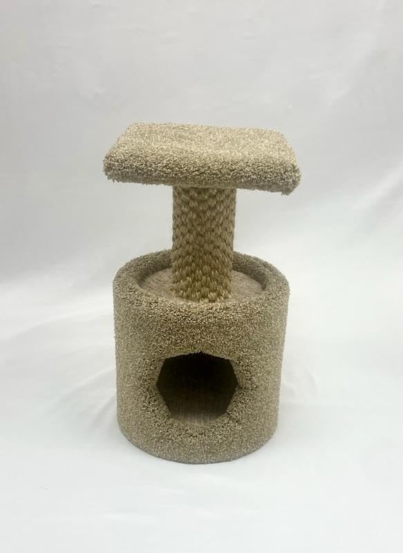 GIA Furniture Series 2-in-1 Cat Scratching Post with Perch & Hideaway - Carpeted Cat Tower with Sisal Rope for Scratching, Climbing, and Lounging - Ideal for Small & Medium Cats