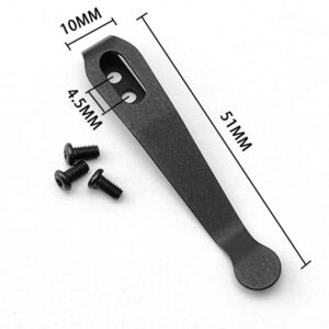 1PC Titanium Pocket Clip Fits for CIVIVI C907, Deep Carry Back Clip with 3PCS Stainless Steel Screws