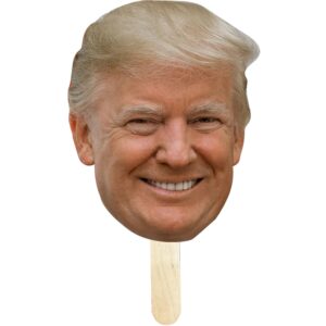 donald trump - 12 in big heads on a stick for presidential election 2024 | life size face on a stick| waterproof fun face cardboard cutout -1 ct