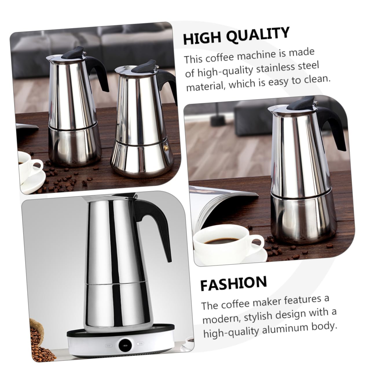 CRAFTHROU Coffee Pot Stainless Tea Kettle Classic Cafe Manual Coffee Maker Electric Tea Pots Espresso Machine Cafeteras Expresso Pouring Kettle Portable Pot Silver Stainless Steel