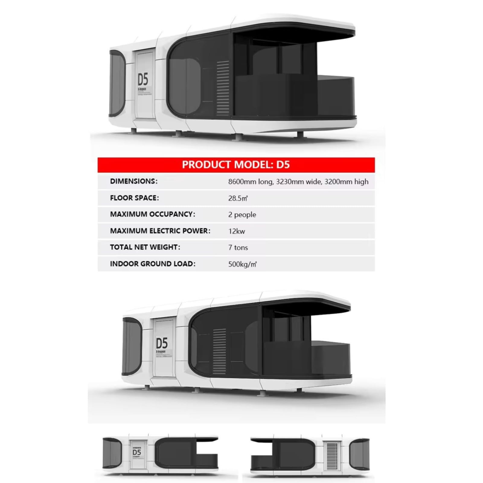 Capsule Home House, Commercial spce pod Hotel Luxury Tiny House fabricated Space Capsule Container Model D6