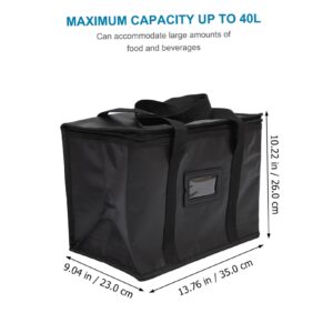 MOLUCKFU Insulation Bags Food Warmer Bag Foldable Grocery Bags Food Bag Reusable Grocery Bag Restaurant Insulated Bag Shopping Cart Bags for Groceries Cooler Bag Black Woven