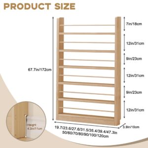 Tazyee Bookshelf, Tall Narrow Book Shelf, Behind Door 3-6 Tier Wall Bookcase for Bedroom, Living Room, Office, Space Saving Organizer for Kids’ Toys and Books Walnut 6-shelf/31.5" x 3.9" x 70.2"