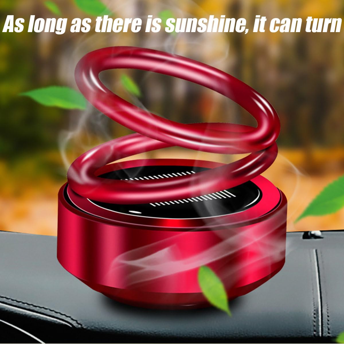 Portable Kinetics Molecular Heater, 2025 New Portable Kinetics Heater Solar Rotating Double Ring Suspension Car Aromatherapy Ornament, For Car Kinetics Molecular Auto Accessories (Red)