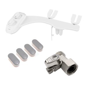 luxe bidet neo 185 plus white, toilet seat bumpers, and shut-off valve t-adapter bundle