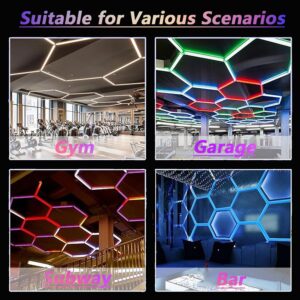 lylunnamsp LED Hexagon Garage Light, 15 Pack Remote Hexagon Lights,RGB Garage LED Panel Light,358 Modes, LED Ceiling Lights for Party, Gaming, Auto Beauty Shop, Car Detailing Shop