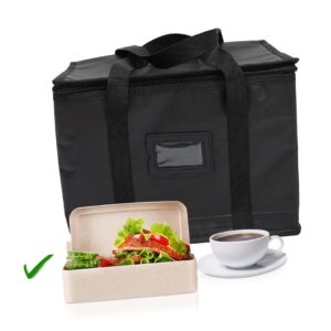 MOLUCKFU Insulation Bags Food Warmer Bag Foldable Grocery Bags Food Bag Reusable Grocery Bag Restaurant Insulated Bag Shopping Cart Bags for Groceries Cooler Bag Black Woven