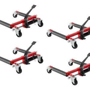 GarveeTech Car Wheel Dolly Set of 4, Hydraulic 6000lbs Car Skates, Heavy Duty Vehicle Positioning Wheel Dolly Jack with Foot Pedal for Tire Auto Repair Moving, Red