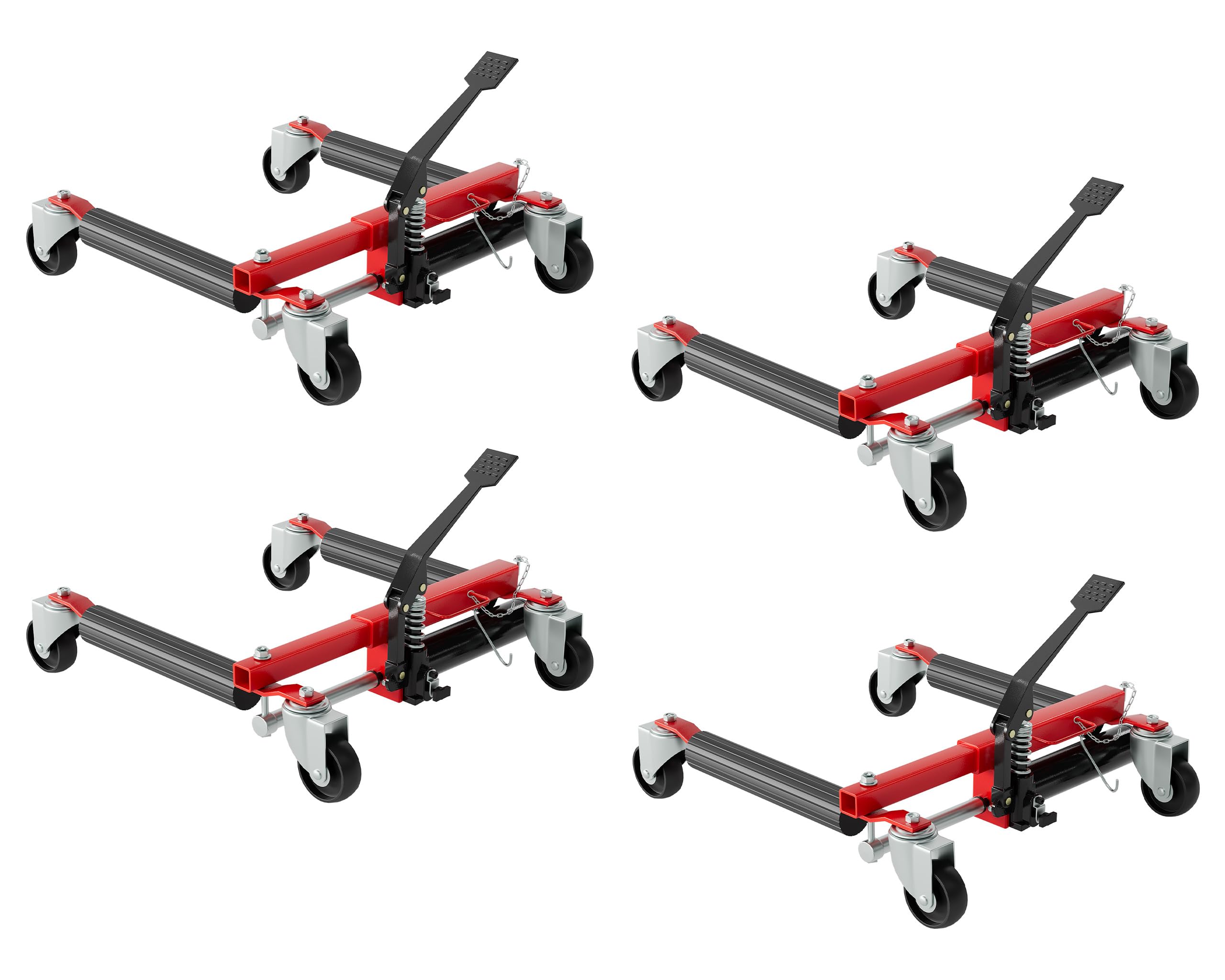 GarveeTech Car Wheel Dolly Set of 4, Hydraulic 6000lbs Car Skates, Heavy Duty Vehicle Positioning Wheel Dolly Jack with Foot Pedal for Tire Auto Repair Moving, Red