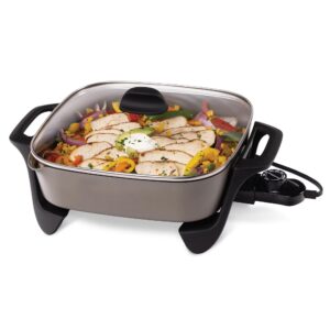 presto 12-inch ceramic electric skillet with glass cover, 07120 - versatile and easy to clean nonstick surface, perfect for frying, grilling, roasting, and more