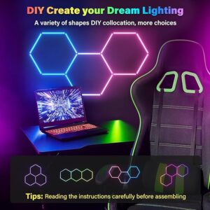 lylunnamsp RGB Hexagon Garage Light with Remote, 15 Pack Hexagon Lights, RGB Dimmable and Speed Adjustable LED Hexagon Lights, 358 Modes, LED Ceiling Lights for Gaming Room Bar Party