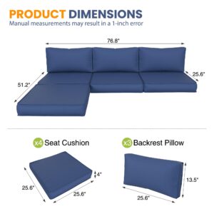 UDPATIO Outdoor Cushions for Patio Furniture, 7-Piece Replacement Cushions, Patio Cushions Outdoor Sectional Cushions Outdoor Couch Cushions for 4-seat Patio Conversation Sets (Navy Blue)