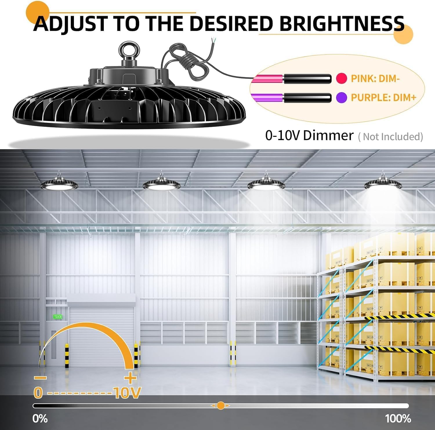 OPENLUX 6 Pack 500W UFO Led High Bay Light 5000K 72500lm 1-10V Dimmable High Bay Led Lights Led High Bay Lights Alternative to 1600W MH/HPS for Gym Factory Warehouse Shop Barn Garage