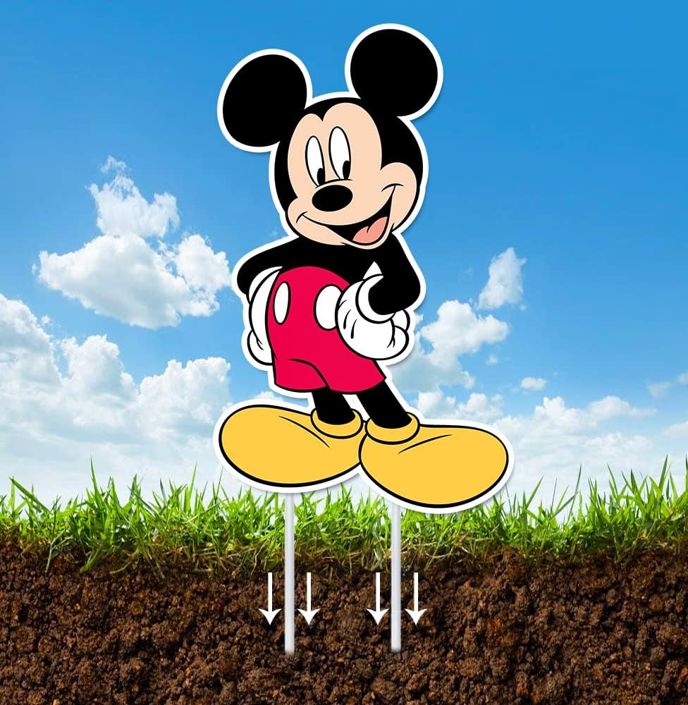 Mickey Birthday Party Supplies, 7PCS Yard Signs with Stakes, Outdoor Lawn Party Decor, Mouse Party Decorations, Yard Signs for Minnie Theme Birthday Party