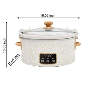 The Pioneers Womans Programmable 6 Qt Digital Slow Cooker with Locking Lid, Touchscreen Controls, Dishwasher Safe, Perfect for Potlucks, Family Meals, Spill-Free Transport (Linen Speckle)