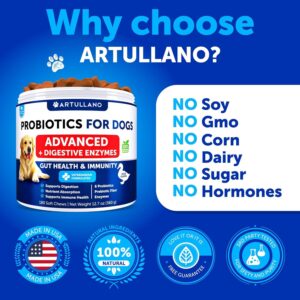 Digestive Enzymes & Probiotics for Dogs - All Breeds - Vet Formulated - Duck Flavor, Immunity