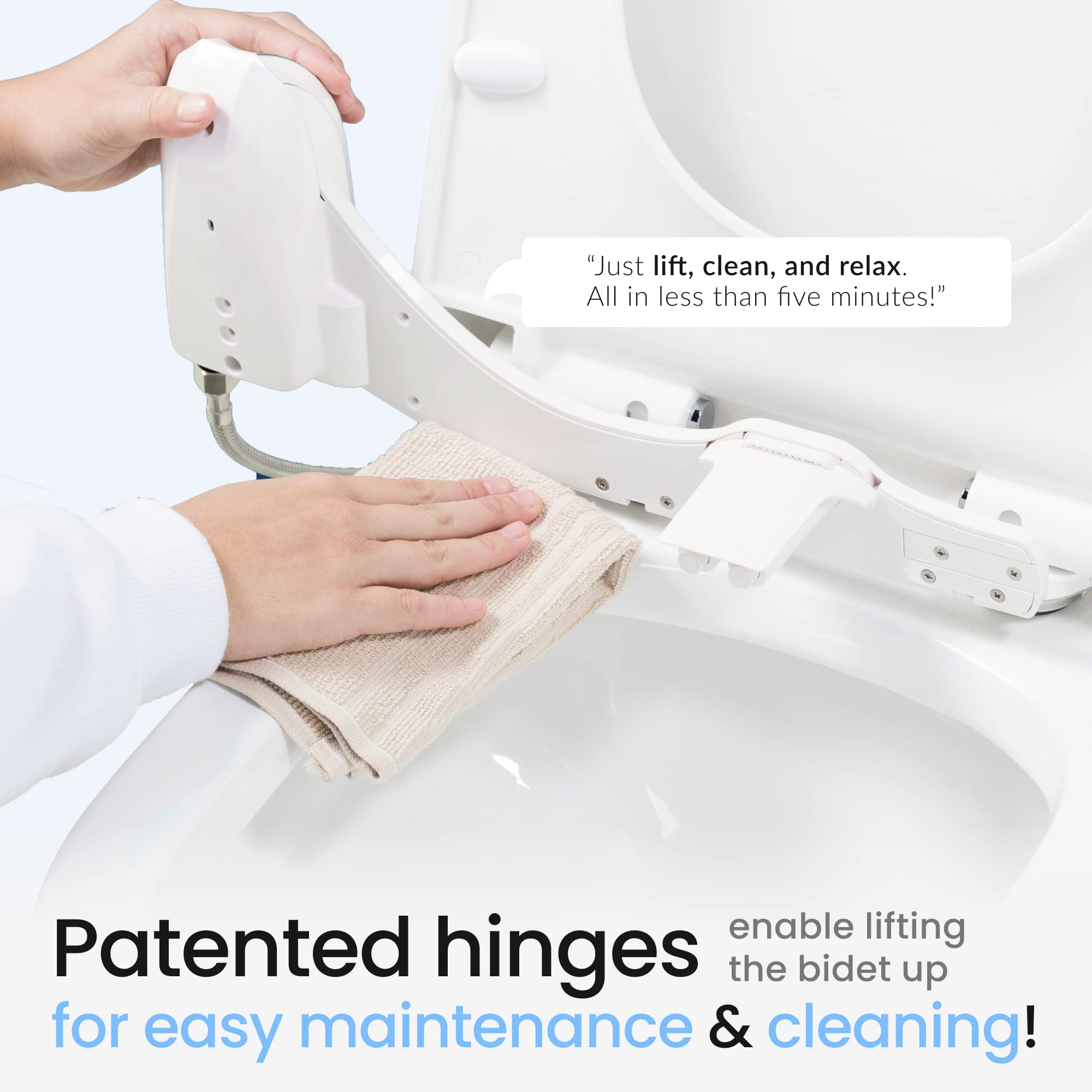 LUXE Bidet NEO 185 Plus White, Toilet Seat Bumpers, and Shut-off Valve T-Adapter Bundle