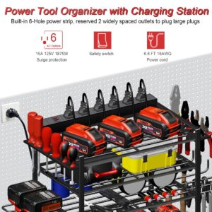 Spaclear Power Tool Organizer Wall Mount with Charging Station Garage Tools and Battery Storage Rack