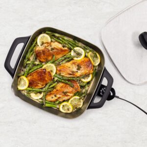 Presto 12-inch Ceramic Electric Skillet with Glass Cover, 07120 - Versatile and Easy to Clean Nonstick Surface, Perfect for Frying, Grilling, Roasting, and More