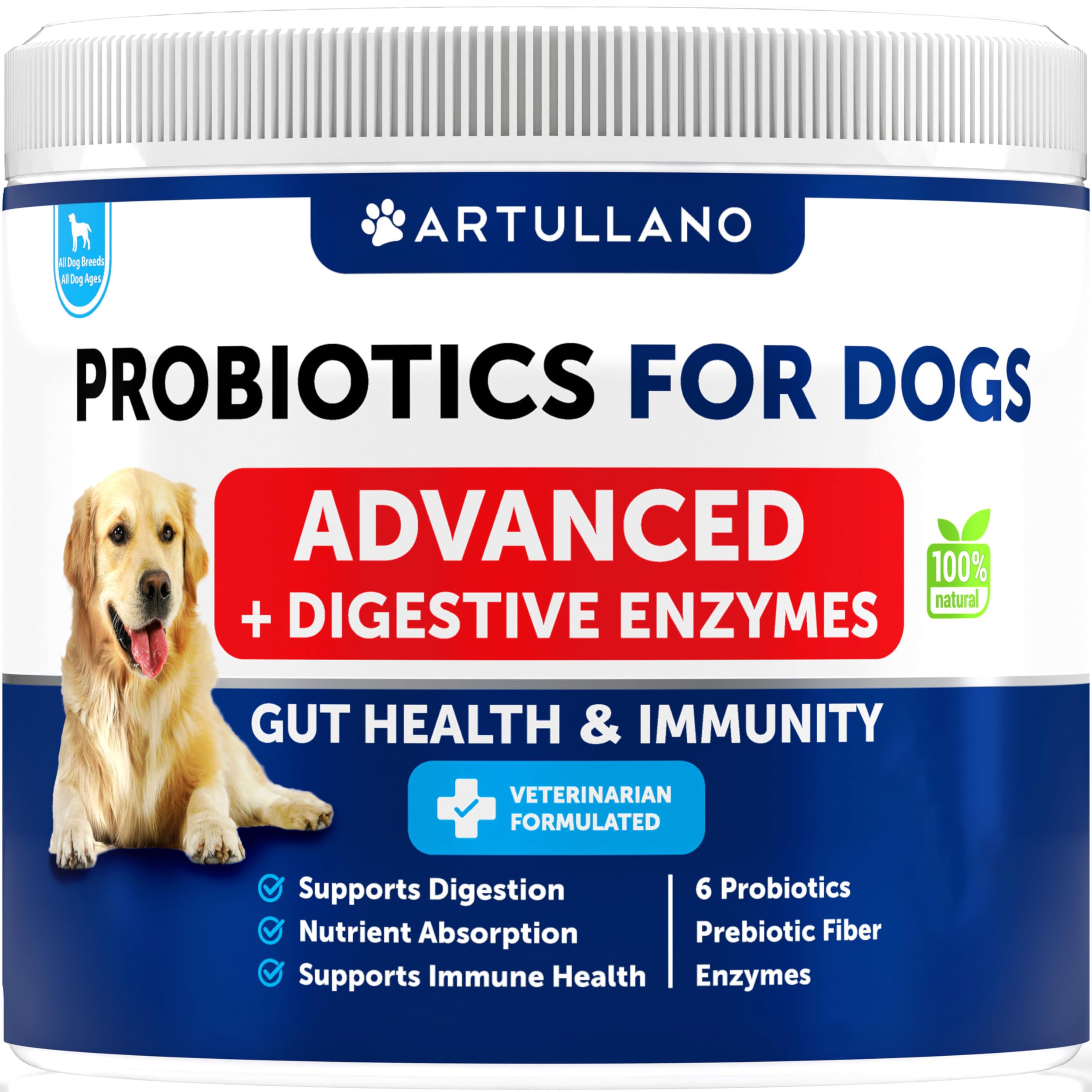 Canine Immune Health Support Chewables - Probiotics - Prebiotic Fiber - Enzymes, Treats for Dogs