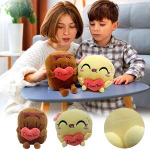 Choco and Pancake Plush, 7 Inch Cute Chocolate and Pancake in Love Plushies Toy, Soft Stuffed Animal Pillow Doll Gift for Fans (2 PCS, Choco + Pancake)