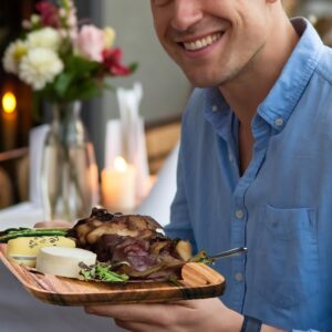 My Personal Memories Premium Personalized Wooden Steak Plate with Juice Groove - Custom Rustic Grill Serving Board for Meats, Chicken, Ribs, Barbecue