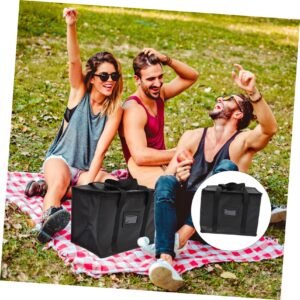 MOLUCKFU Insulation Bags Food Warmer Bag Foldable Grocery Bags Food Bag Reusable Grocery Bag Restaurant Insulated Bag Shopping Cart Bags for Groceries Cooler Bag Black Woven