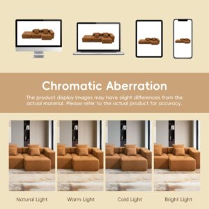 105.5''L Shaped Modular Sectional Sofa,Minimalist Corduroy Floor Couch Set,Convertible Foam-Filled Cloud Compressed Couch for Living Room,3 PC Free Combination,No Assembly Required,Brown