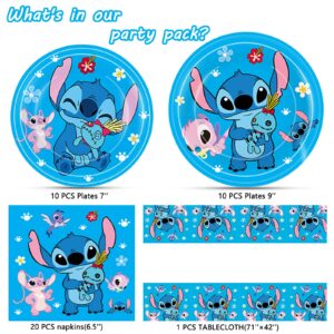 Stitch Party Supplies, 20 Plates, 20 Napkins and 1 Tablecover for Stitch Birthday Party Decorations