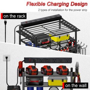 Spaclear Power Tool Organizer Wall Mount with Charging Station Garage Tools and Battery Storage Rack