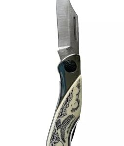 440 STAINLESS STEEL Pocketknife - White Handle, Outdoor, Hunting, Camping, Household - Stainless Steel Material