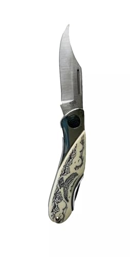 440 STAINLESS STEEL Pocketknife - White Handle, Outdoor, Hunting, Camping, Household - Stainless Steel Material