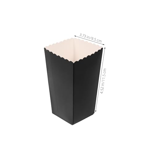 Anneome 48pcs Boxes Food Packaging Box Treat Paper Cup Paper Popcorn Bucket Popcorn Treat Boxes Popcorn Containers Paper Snack Boxes Waffle Cups Bucket Appetizers Serving Cup Black