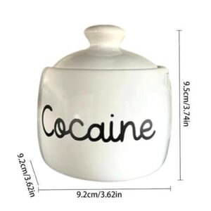 Sugar Bowl With Cocaines Design, Sugar Jar - Ceramic Coffee And Sugar Container With Lid - Salt Container, Sugar Dispenser, Tea Coffee Sugar Canister